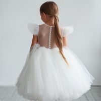 Teenage Girls Dress Childrens Clothing Party Elegant Princess Long Tulle Baby Girls Kids Lace Wedding Ceremony Dresses