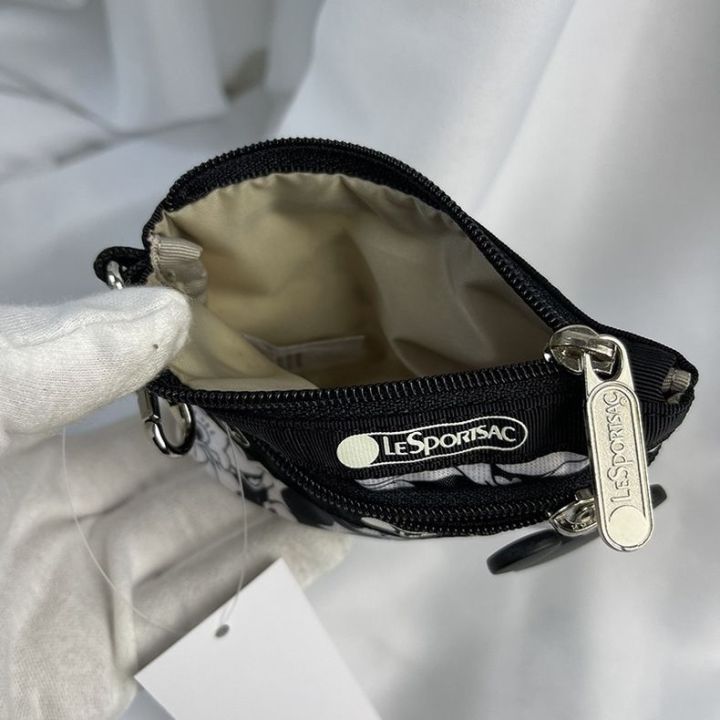 fm-lesportsac-ใหม่น่ารักมินิตะขอกระเป๋ากระเป๋าลิปสติกการ์ตูนกระเป๋าที่สำคัญสองชั้นกระเป๋าเงินเหรียญหูฟังกระเป๋า-3394