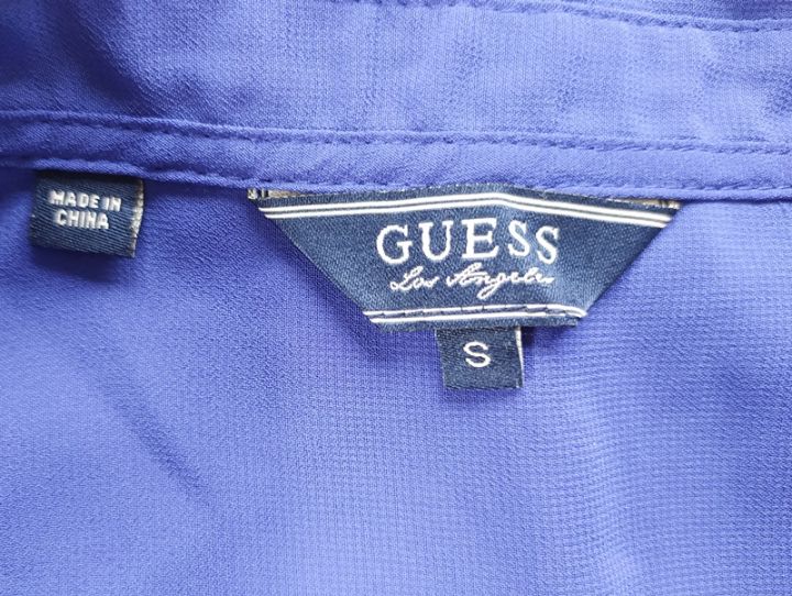 guess-เสื้อเชิ้ตชีฟอง-เสื้อทำงานผู้หญิง-สีน้ำเงินอมม่วง-ไซส์-36-37-ของแท้-100-สภาพเหมือนใหม่-ไม่ผ่านการใช้งาน