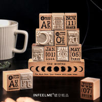 14 pcsset December Order Decoration stamp Digital Month wooden rubber stamps scrapbooking stationery DIY craft standard seal