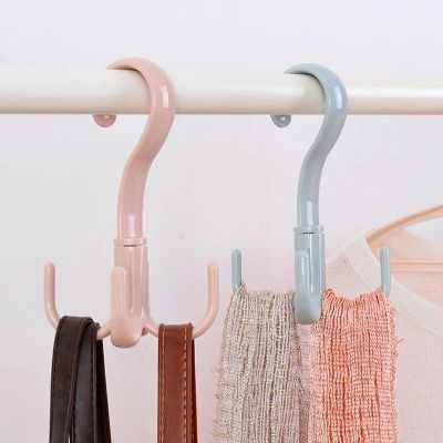 【cw】 Home Creative Plastic Hook Tie Scarf Scarf Coat Rack Rotating 4 Claw Multi-Use Hanger Shoe Rack