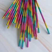 ▥ 25pcs Colorful Gilded Disposable Paper Straws Seven Rainbow Paper Straw Tableware Paired Beverage Tubes Birthday Party Supplies