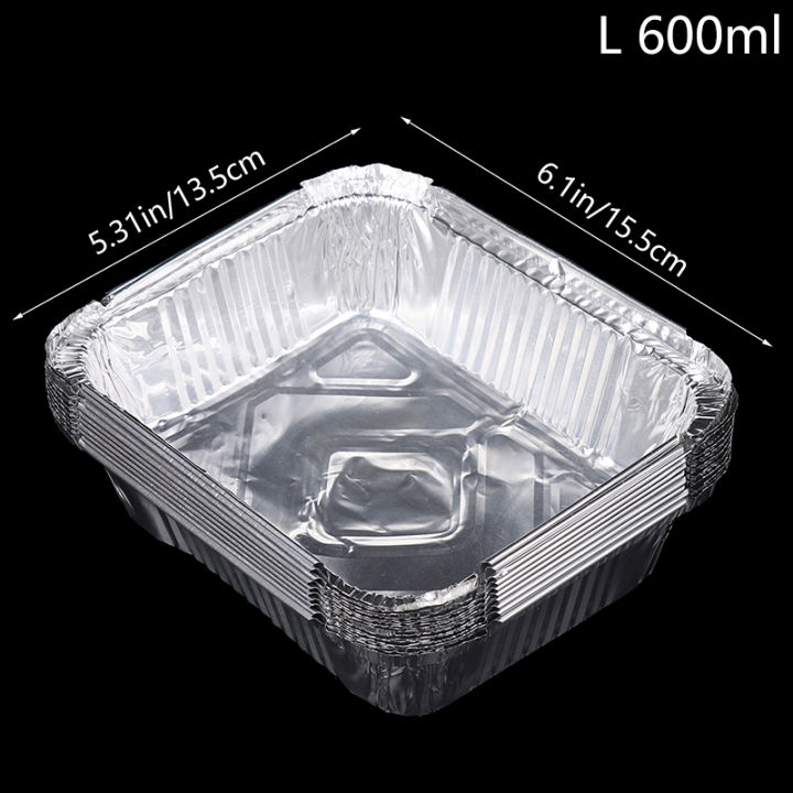 10Pcs Rectangular Aluminum Foil Baking Boxes Disposable Dessert