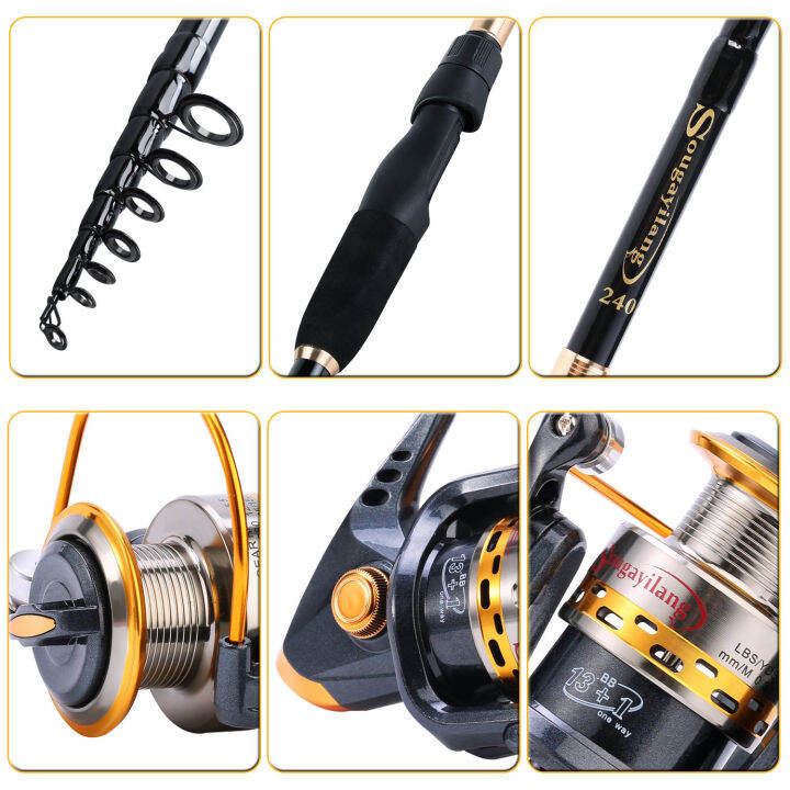 retcmall-1-8-2-4m-telescopic-fishing-rod-set-ultralight-weight-rod-with13-1bb-spinning-reel-น้ำเค็มน้ำจืด-reel-tackle