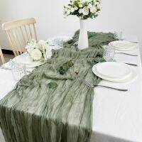 hotx【DT】 Semi-Sheer Gauze Table Cheesecloth Setting Dining Wedding Banquets