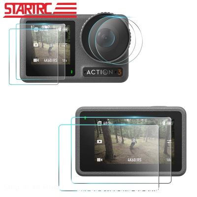 2 ชุด HD ฟิล์มกระจกนิรภัยสำหรับ DJI Osmo Action 3 เลนส์หน้าจอกล้อง 9H ความแข็งฟิล์มป้องกันฟิล์มกันรอยสำหรับ DJI Osmo Action 3 อุปกรณ์เสริม
