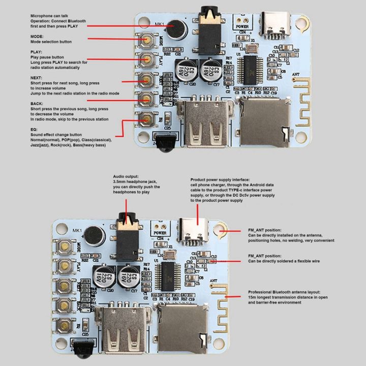 bluetooth-5-0-audio-receiver-module-3-5mm-audio-cable-remote-control-wireless-car-audio-amplifier-board-audio-radio-diy