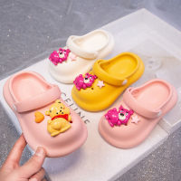 Childrens summer new cartoon anime sandals indoor and outdoor middle and big childrens hole shoes solid color closed toe sandals