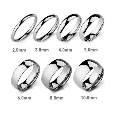 [MM75] ภายในและภายนอกโค้งเรียบแหวนแฟชั่นเครื่องประดับสแตนเลสผู้ชาย39; S แหวนแหวนคู่สำหรับผู้ชายผู้หญิง4mm6mm8mm12mm กว้าง