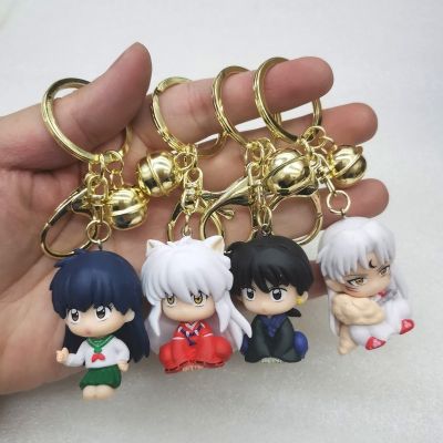 1pc Random Key Ring Anime Inuyasha Keychain PVC Cartoon Figure Kagome Miroku Action Figures Bag Pendant Accessories Gifts