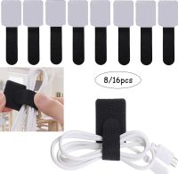 8/16Pcs Reusable Cable Tie Self-adhesive Wire Organizer Hook Loop Fastener Tape  Strap Nylon Hook Loop Wrap Zip Bundle Storage Adhesives Tape