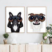 Funny Greyhound French Bulldog Dog Wall Art ภาพวาดผ้าใบ Nordic โปสเตอร์และพิมพ์ภาพผนังสัตว์สำหรับตกแต่งห้องนั่งเล่น