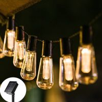 ♠☼ LED Solar String Lights IP65 Waterproof Outdoor Weeding Decoration Bulb Retro Holiday Garland Garden Furniture Fairy Lamp