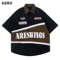 ASRV เสื้อแขนสั้นปักวินเทจชายเสื้อยืดบาง