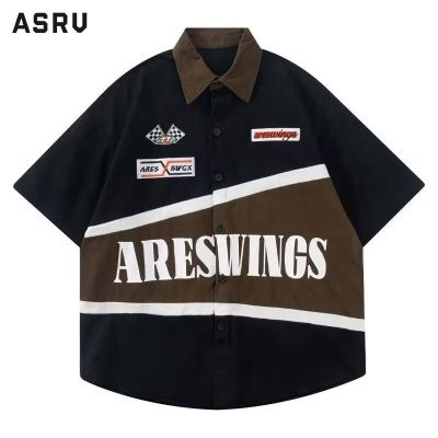 ASRV เสื้อยืดผู้ชาย เสื้อผ้าผู้ชาย t shirt for men เสื้อแขนสั้นปักวินเทจชายเสื้อยืดบาง