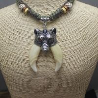 Wolf Tooth Necklace Man Pendant Choker Charm Power Man Jungle Wild Accessories