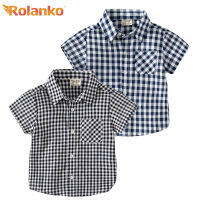 Rolanko เสื้อยืดลายสก๊อตฤดูร้อนแขนสั้นสำหรับเด็กเสื้อลำลองสำหรับเด็กผู้ชายชุดทางการสำหรับงานเลี้ยงวันเกิดงานแต่งงานสวมใส่ทุกวัน2-7ปี