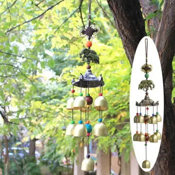 Hanging Metal Bells w/Wood Beads