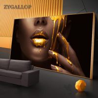 Large Wall Art Pictures For Living Room Women Face With Golden Liquid Print Canvas Paintings Modern Home Decor Posters Cuadros