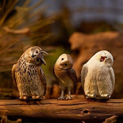 Nature science article gen natural slanting owl hand do tide play fantasy animal model creation doll snow owl carved owl