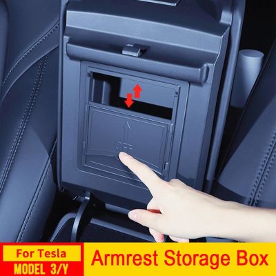 USVOTOV Armrest Storage Tesla 3 Y Console Organizer Tray 2023 2022 2021 Car Interior Accessories