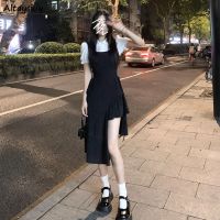 fgjre335 ขายดีที่สุด - / ชุดแขนสั้นผู้หญิงที่สง่างาม Ins Streetwear หวานหญิงสาวสไตล์เกาหลีเย็บปะติดปะต่อกันปลอมสองชิ้นวิทยาลัยฤดูร้อนที่เดินทางมาพักผ่อน