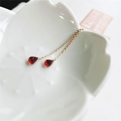 DAIMI Red Garnet Long Earrings Gemstones 14K Gold Filled Earrings For Women Gift