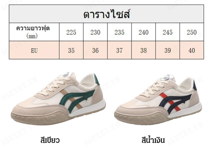 agetet-รองเท้าผ้าใบสีเขียวมินท์สไตล์เกาหลี