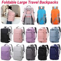 Women Foldable Large Travel Backpacks Dry Wet Separation Luggage Bag With Luggage Strap USB Charging Port Hiking Backpack