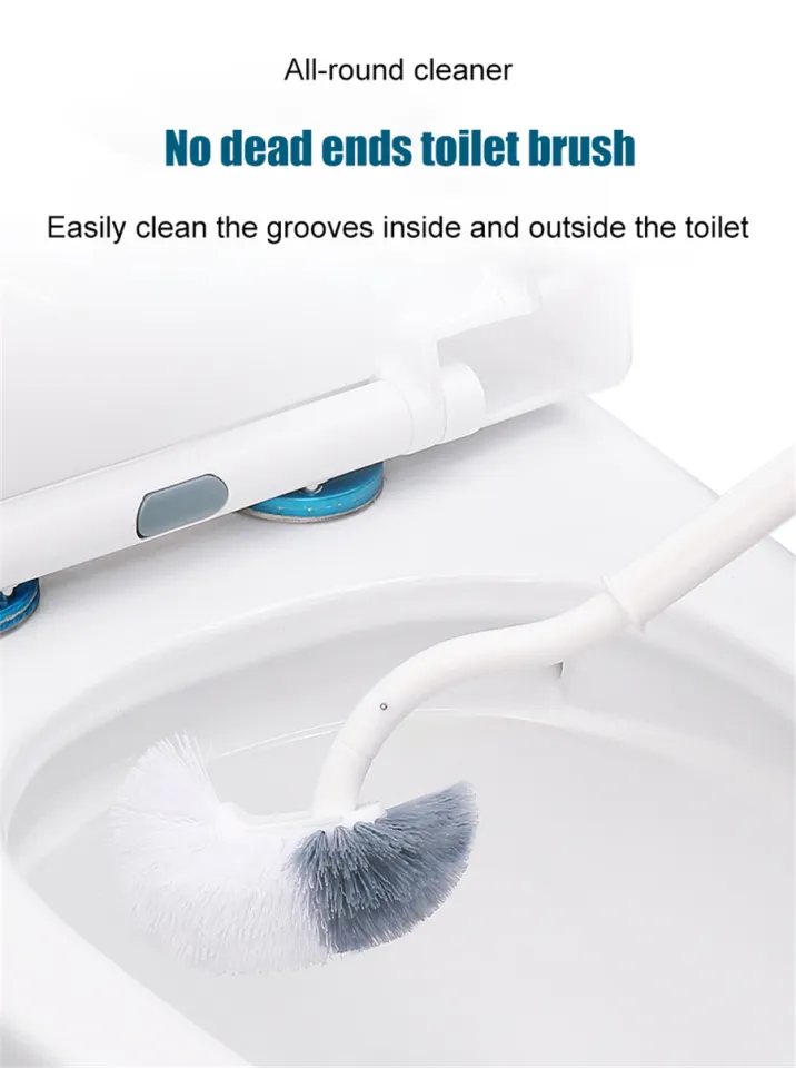 Multi-function Double Head Plastic Toilet Brush Curved Bathroom Cleaning  Scrubber Bending Thicken Handle Corner Brush PP Holder