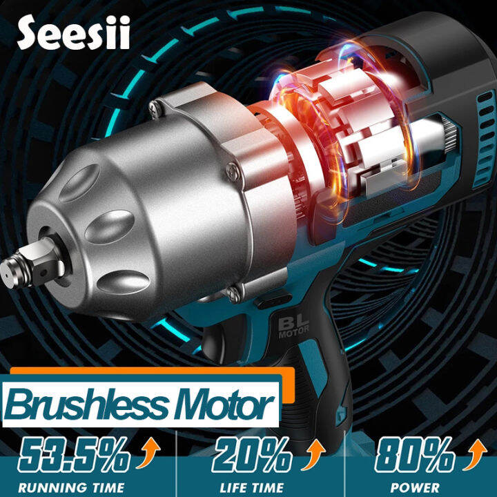 seesii-1300nm-ไร้สาย-brushless-electric-impact-wrench-ผลกระทบประแจแรงบิดสูง-1-2-960-ft-lbs-3800ipm-5-0-ah-ผลกระทบชุดพร้อมแหวนแรงเสียดทาน-แบตเตอรี่แบบชาร์จไฟสำหรับรถบรรทุกหนัก