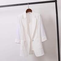 Yellow,Black,White Large Size Plain Blazers Womens 34 Sleeve Slim Jacket Plus Size Casual Blazer M-4XL