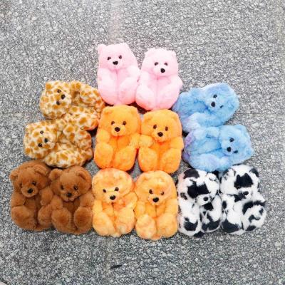 Y Kids Teddy bear slippers Hotsales Cute Cartoon Furry Teddy Bear Slippers For Kids Warm Soft Children House ShoesTH