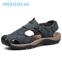 MIXIDELAI New Summer Mens Shoes Outdoor Casual Shoes Sandals Genuine Leather Non-slip Sneakers Men Beach Sandals Big Size 38-46