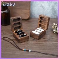 XIAHU ที่นั่งสามที่นั่ง กล่องเครื่องประดับอัญมณี เรโทร เคสของขวัญ ที่วางของ แบบพกพาได้ ทำจากไม้ กล่องแสดงแหวนคนรัก การหมั้นหมาย