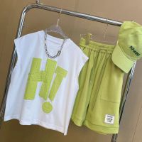 【Ready】? Boys summer suit 2023 new summer thin style middle-aged and older childrens sleeveless vest fashion handsome two-piece set