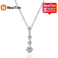 NeeTim All Moissanite Necklace For Women S925 Sterling Silver with White Gold Plated Lab Diamond Pendant Wedding Party Jewelry Fashion Chain Necklaces