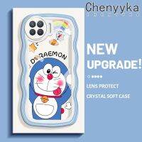 เคส Chenyyka สำหรับ OPPO A93 2020 F17 Pro Reno 4F Reno 4 Lite เคส Reno4ลายการ์ตูนโดราเอมอนน่ารักใหม่ Colour มาการอนคลื่นขอบกันกระแทกแบบใสนิ่มเคสมือถือสร้างสรรค์เคสโปร่งใสลายกล้องถ่ายรูปฝาครอบป้องกันซิลิกาเจล