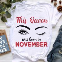 Tshirt This Queen Was Born In November Graphic Print Tshirts Makeup Eyelashes T