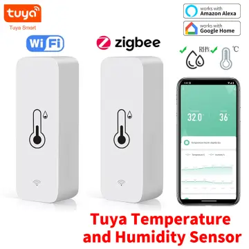 Tuya Zigbee Temperature Humidity Sensor For Smart Home Hygrometer  Thermometer Mini With Cell Battery CR2032 via APP Smart Life Remote Monitor  Work with Alexa Google Assistant