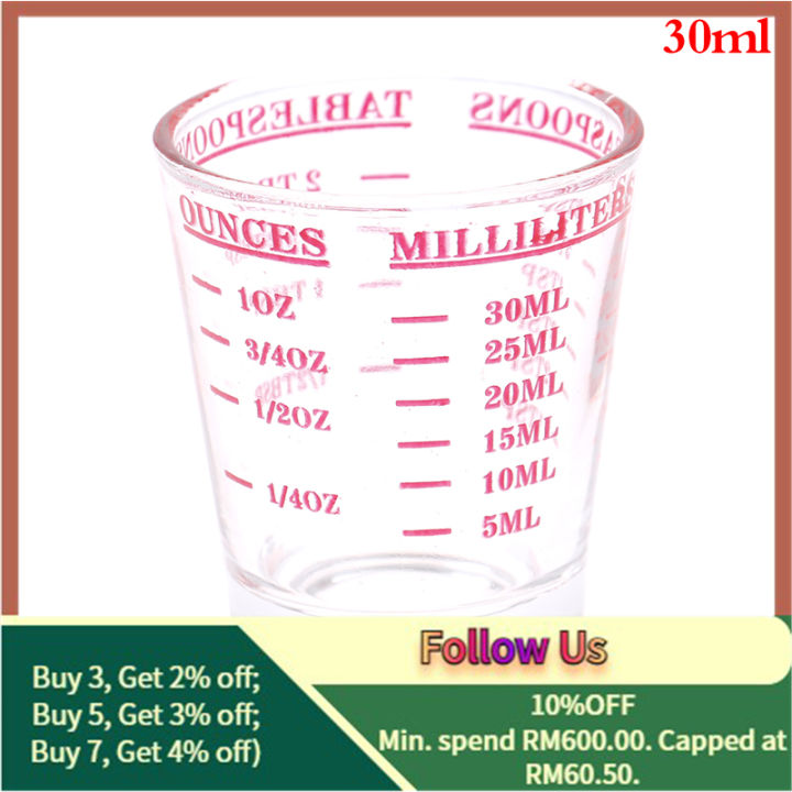 1Pc 30 ML Glass Measuring Cup With Scale Shot Glass Liquid