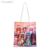 Kawaii Printed Rainbow High Tote Shopping Bags Reusable Canvas Shoulder Shopper Anime Cartoon Tv Handbag