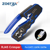 ZoeRax RJ45 Pass Through Crimper Tool, Ethernet Crimper EZ Network Crimping Tool Wire Stripper Cutter for Cat6a Cat5