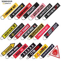 SOMEHOUR Embroider Aviation Keychain Collections Remove Before Flight Tag Holder Fobs Motorcycle Car Bag Keyrings Men Women Gift