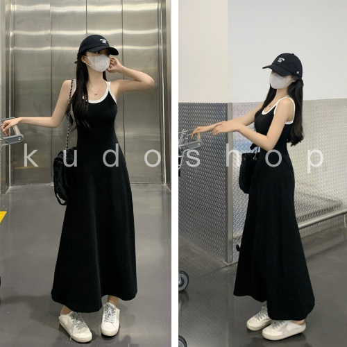 Đầm maxi nữ dáng xòe ba lỗ chất thun cotton co dãn váy nữ dài sát nách  vintage trẻ trung rẻ đẹp