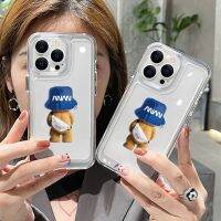 -Hellocase- เคสใสสกรีนลายหมีใส่หมวก เว้ากล้อง กันกระแทก TPUนิ่ม สำหรับ 13/12/14 Plus Pro Max 8/7 Plus X/XR ทุกรุ่น พร้อมส่ง #5043