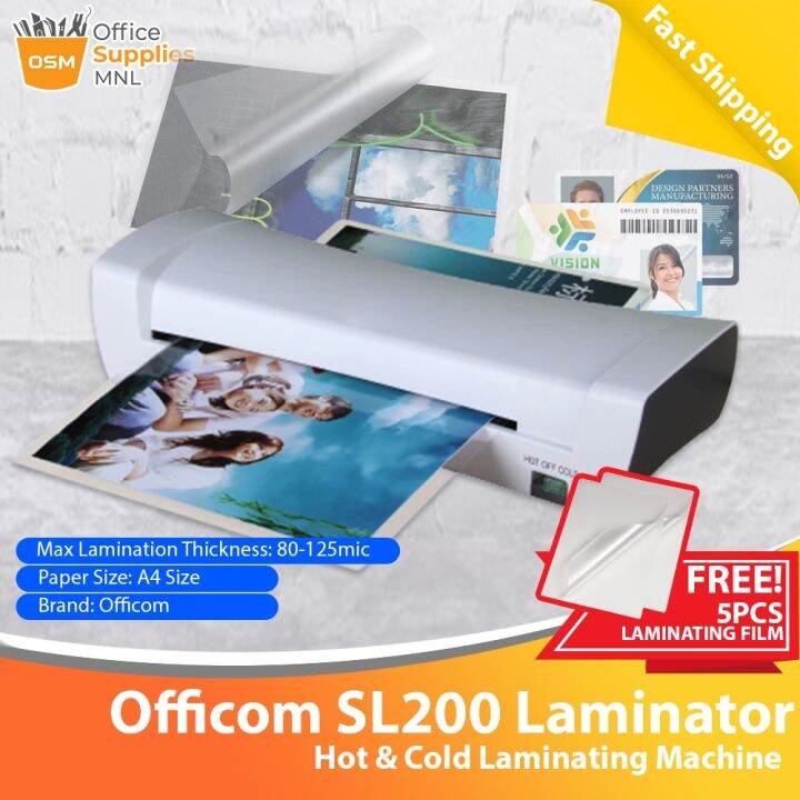 Sl200 Laminator A4 Size Hot And Cold Laminating Machine Officom Brand