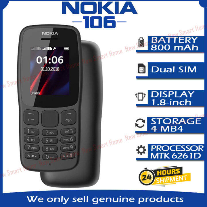 Nokia 106 Original Dual Sim Feature Phone Keypad Phone 2G GSM keypad ...