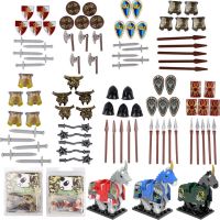 Medieval Weapons Building Blocks Rome Shield Sword Helmet Armor Spear Horse Viking Warriors Castle Knights Figures Bricks Toys