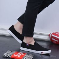 ☈  Summer tide shoes canvas shoes men casual shoes a goose bottom pedal lazy breathable old Beijing cowboy cloth shoes